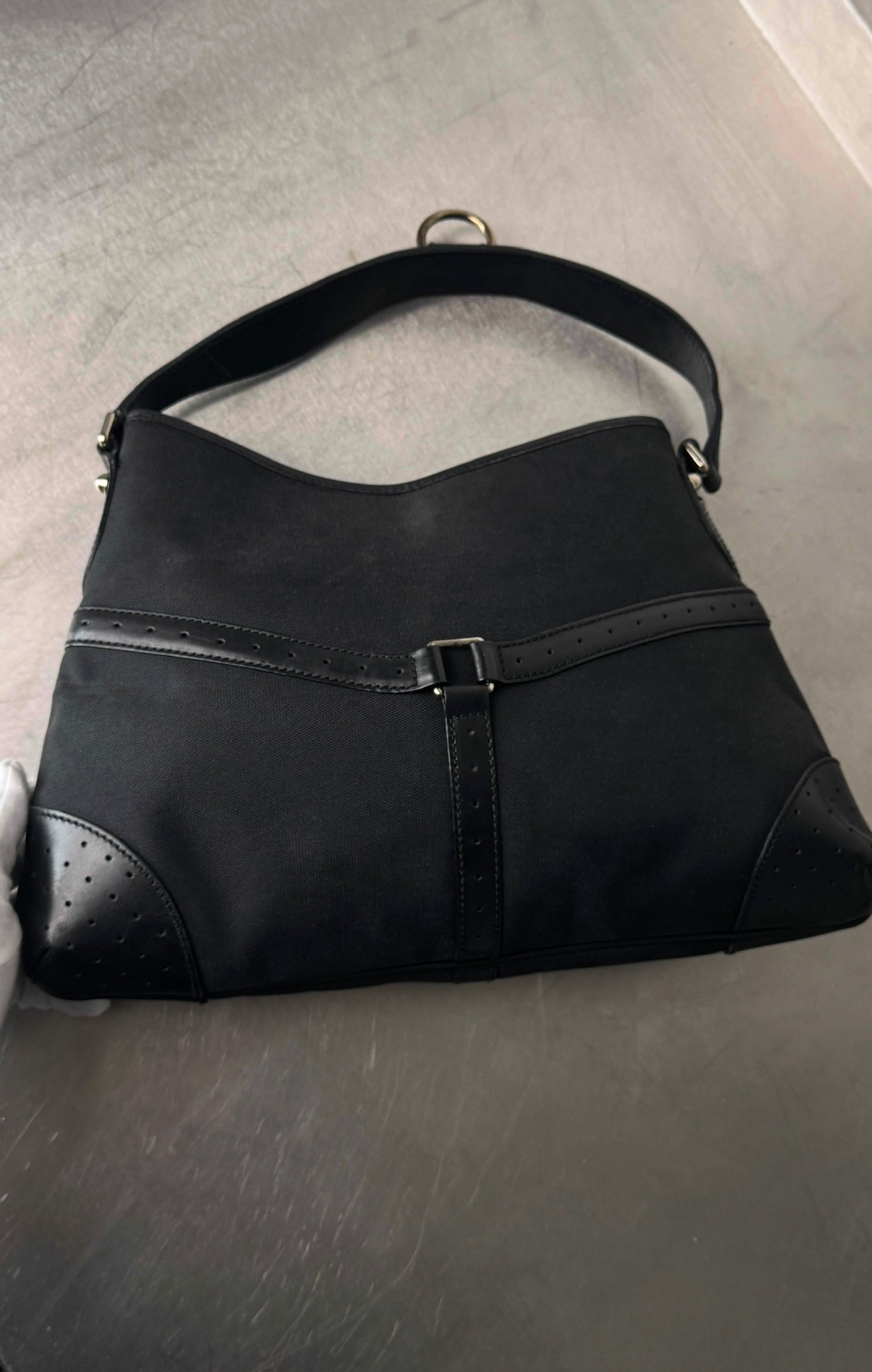 1990's Gucci Black GG Shoulder Bag