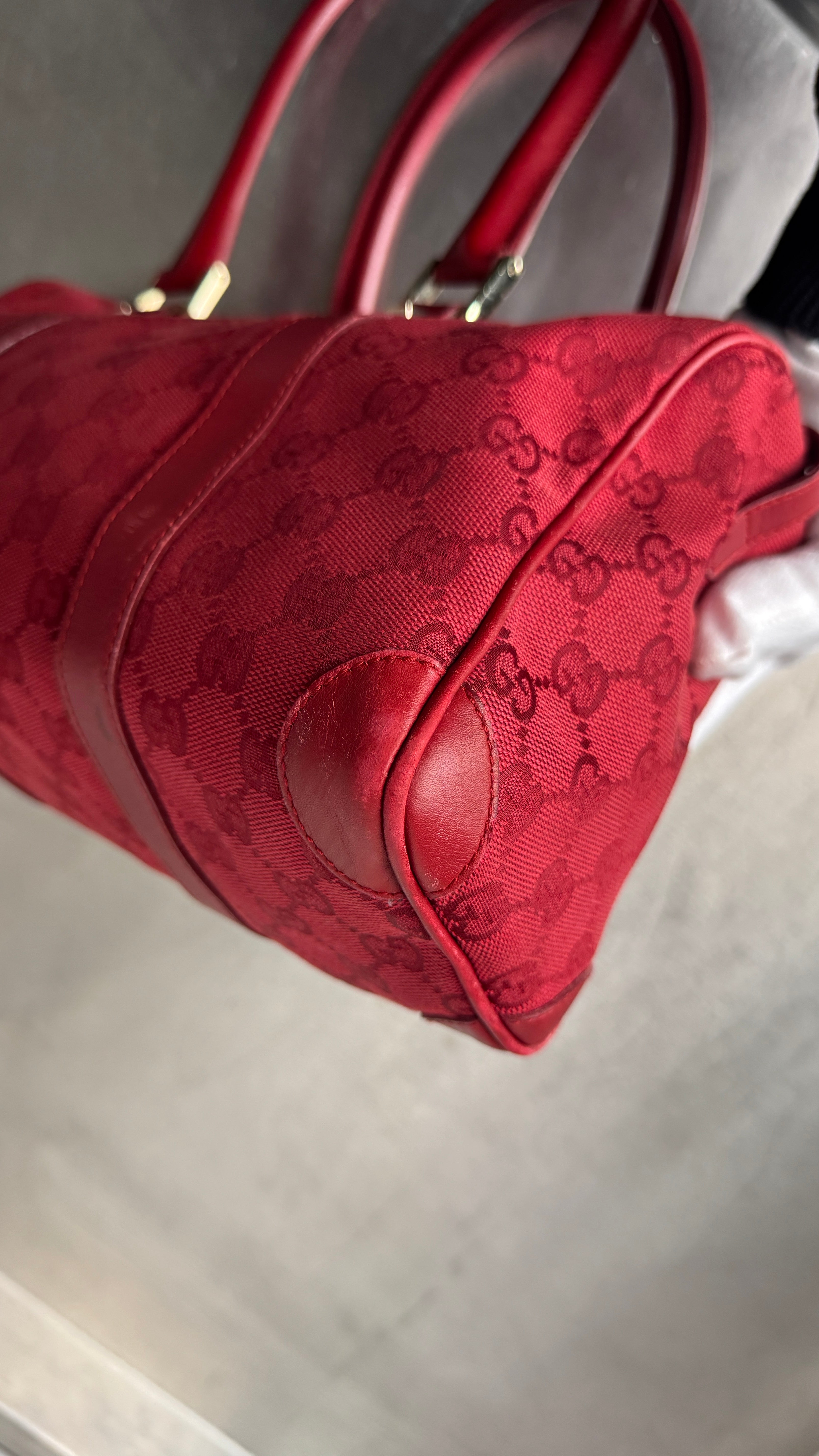 2000's Gucci Red Boston Shoulder Bag