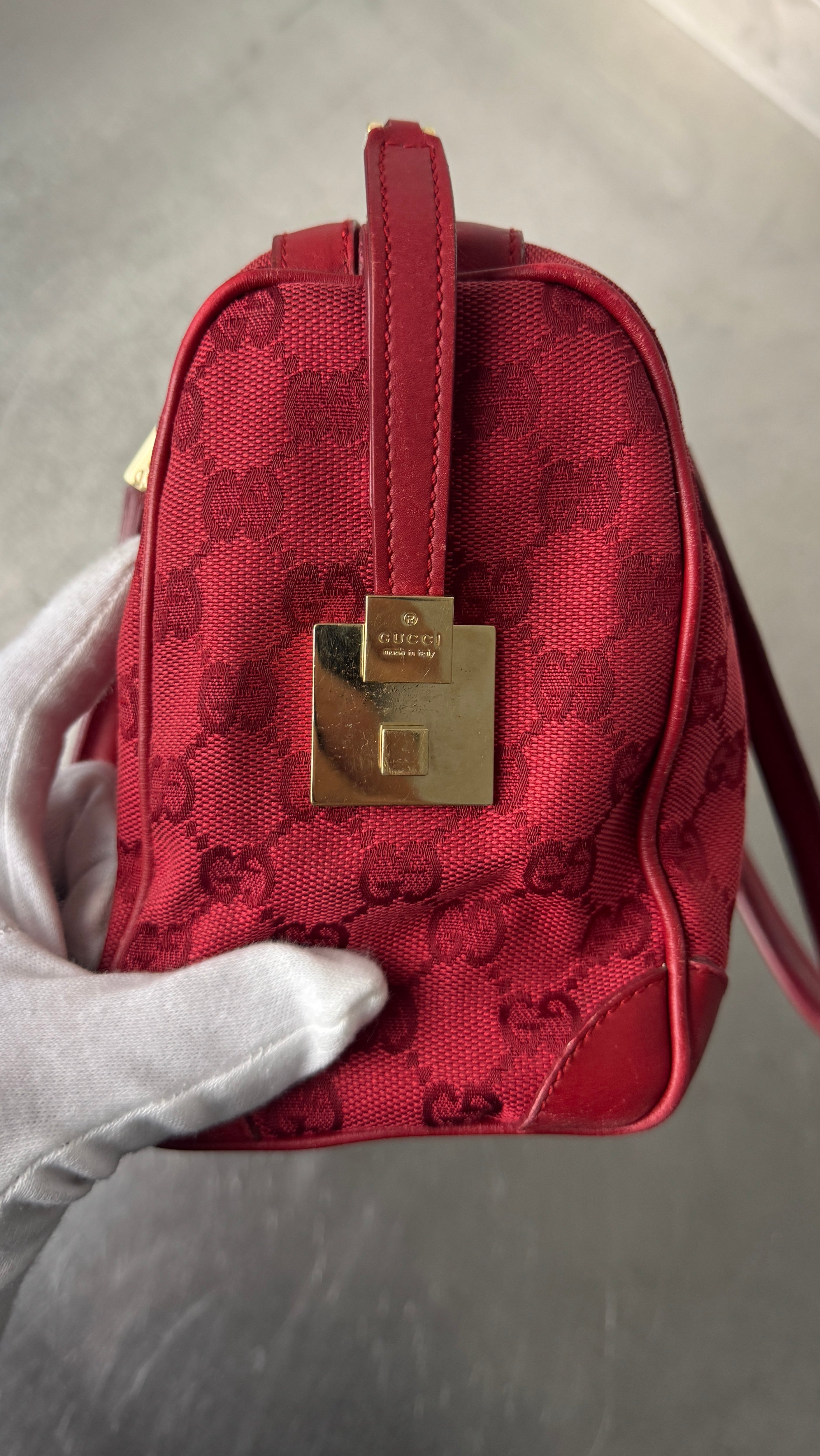 2000's Gucci Red Boston Shoulder Bag
