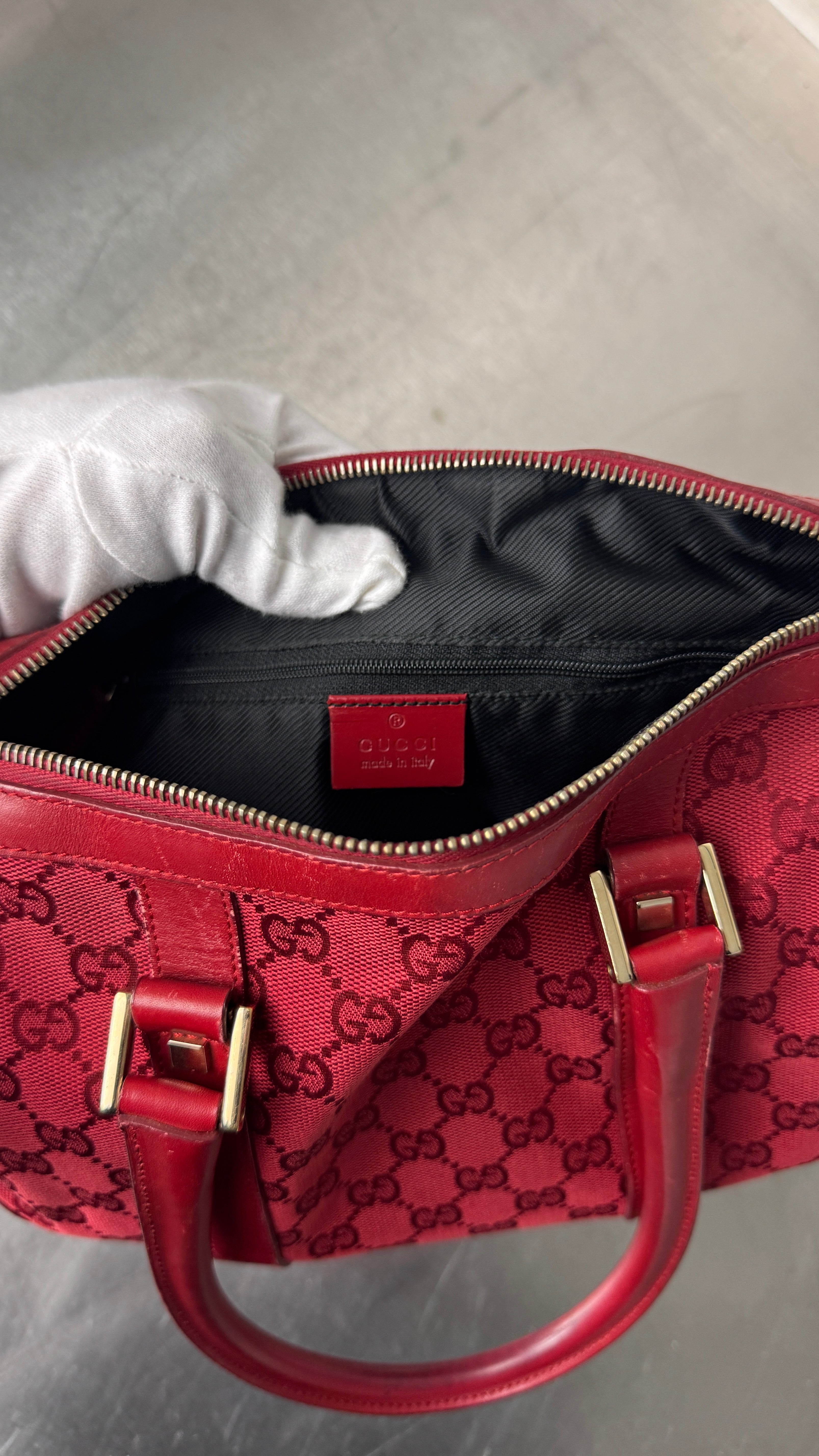 2000's Gucci Red Boston Shoulder Bag