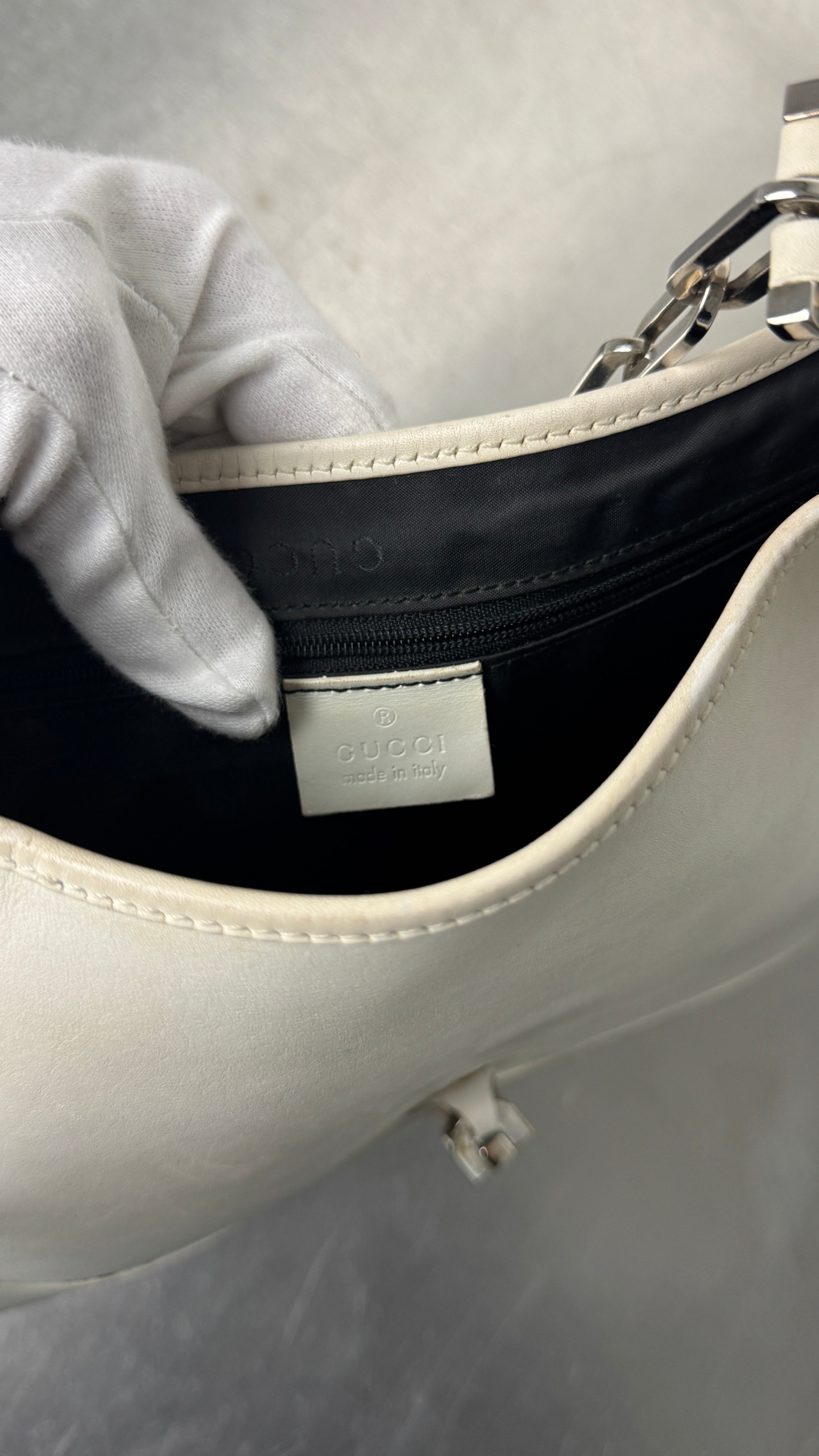 2000's Gucci White Jackie Shoulder Bag