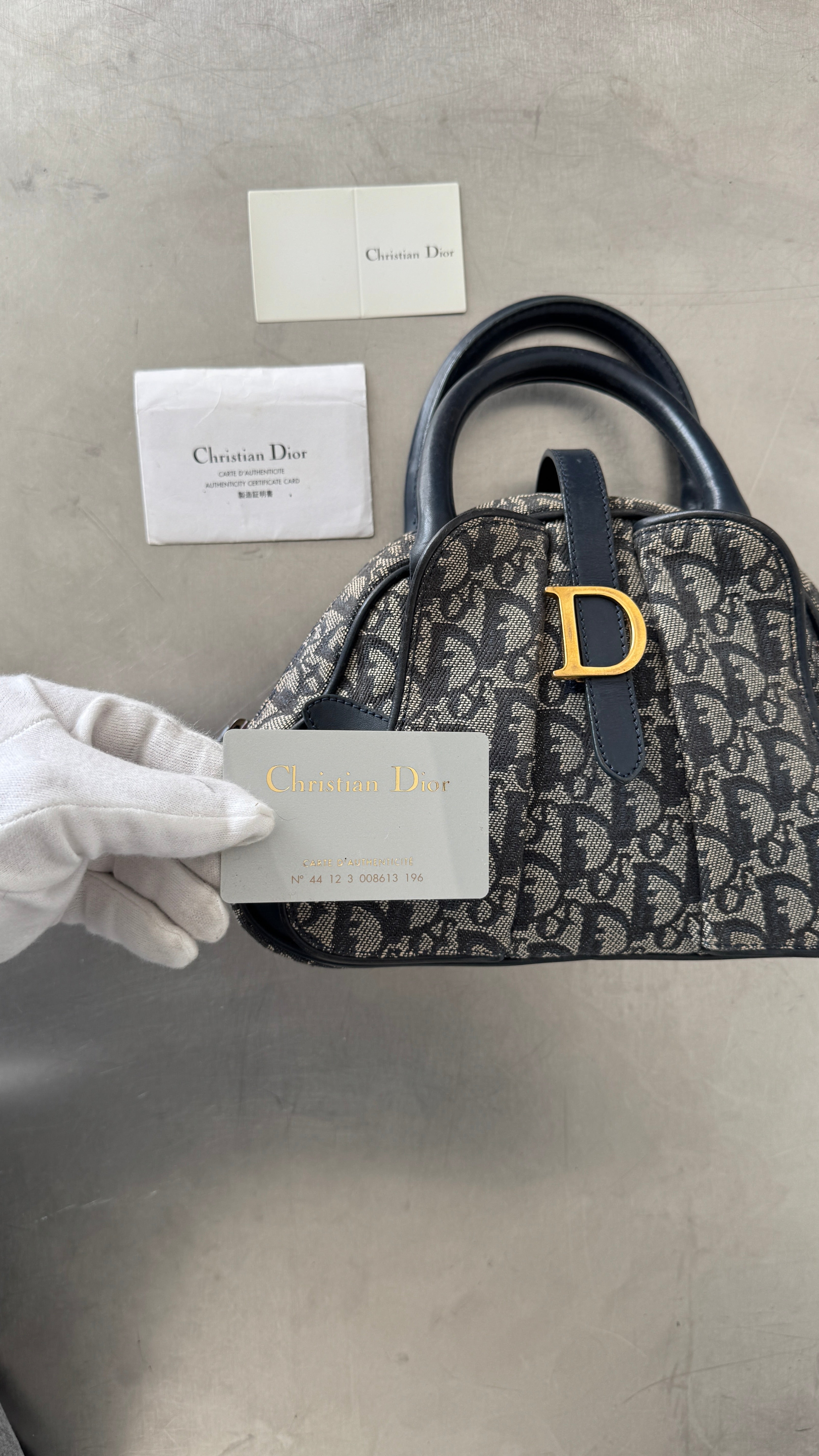 2004 RARE Christian Dior Navy Saddle Bowler Bag