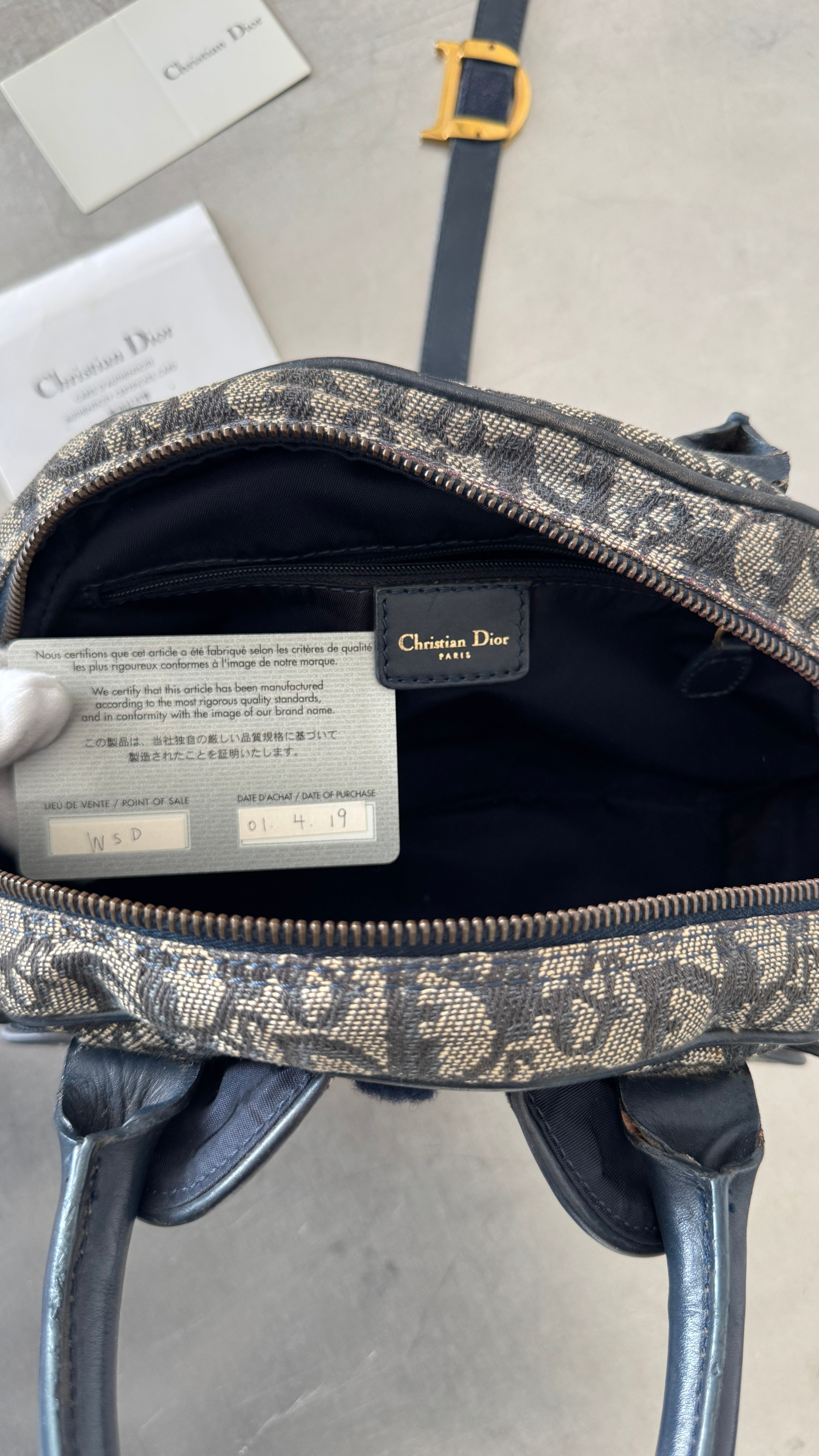 2004 RARE Christian Dior Navy Saddle Bowler Bag