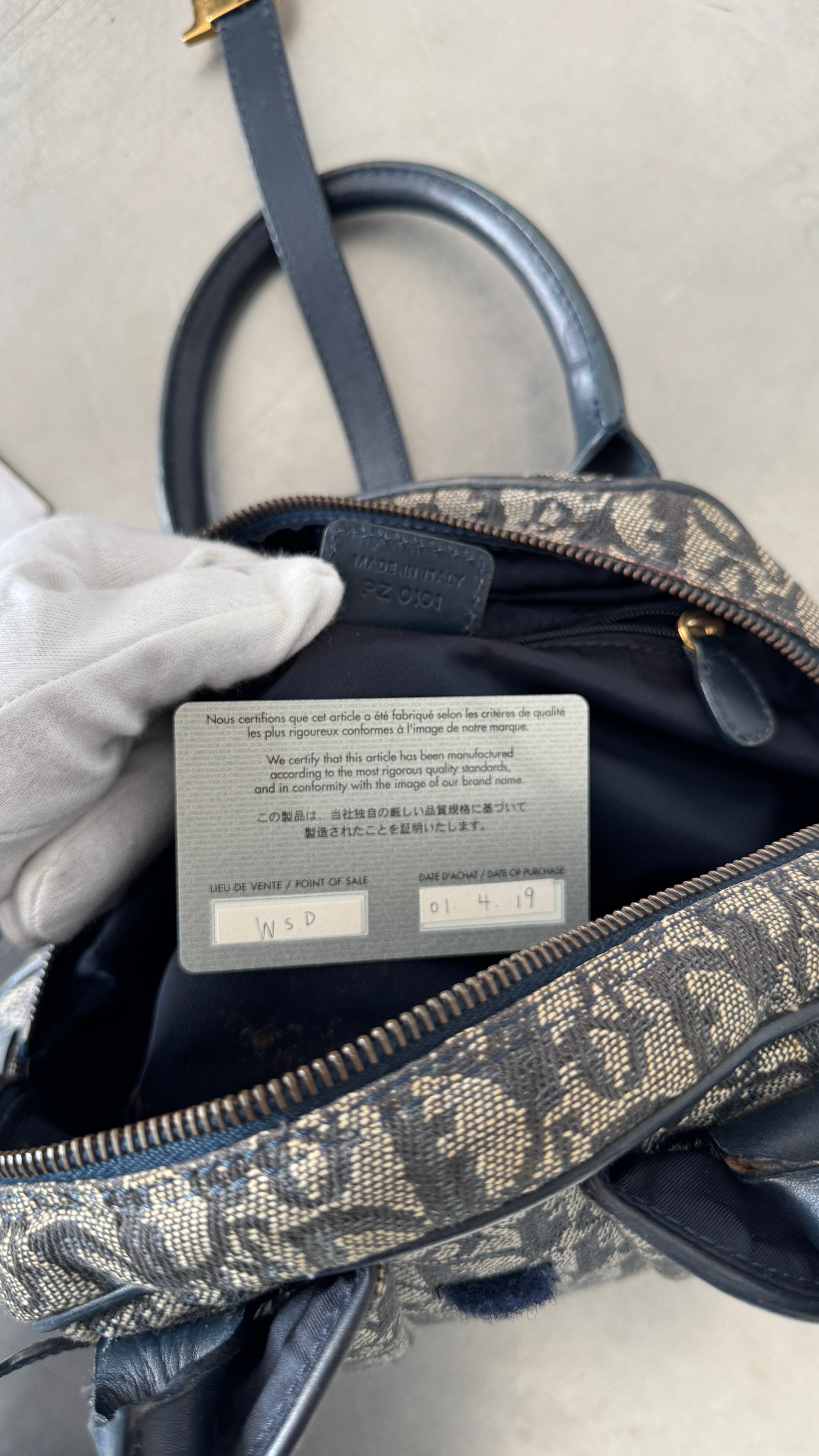 2004 RARE Christian Dior Navy Saddle Bowler Bag