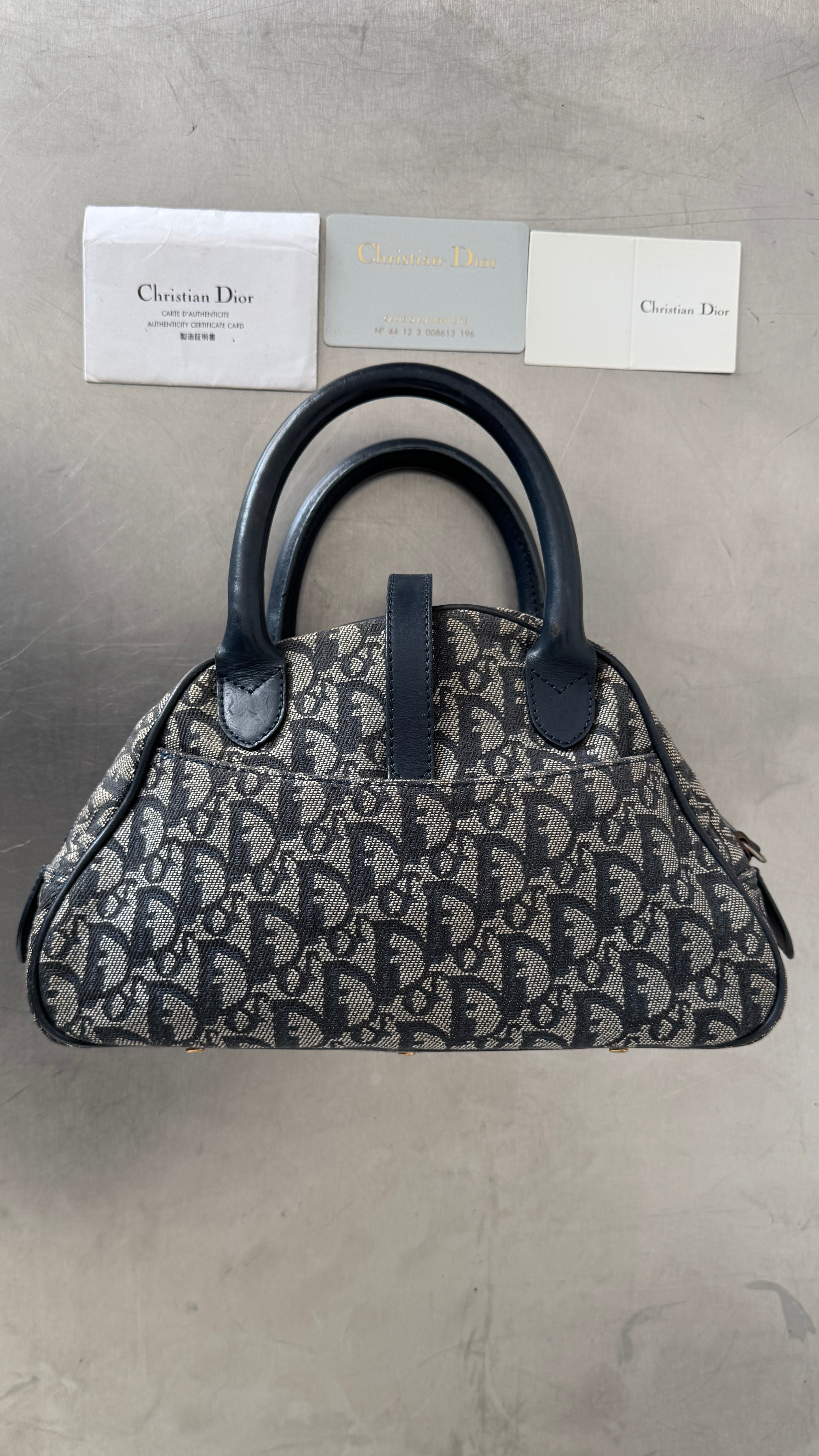 2004 RARE Christian Dior Navy Saddle Bowler Bag