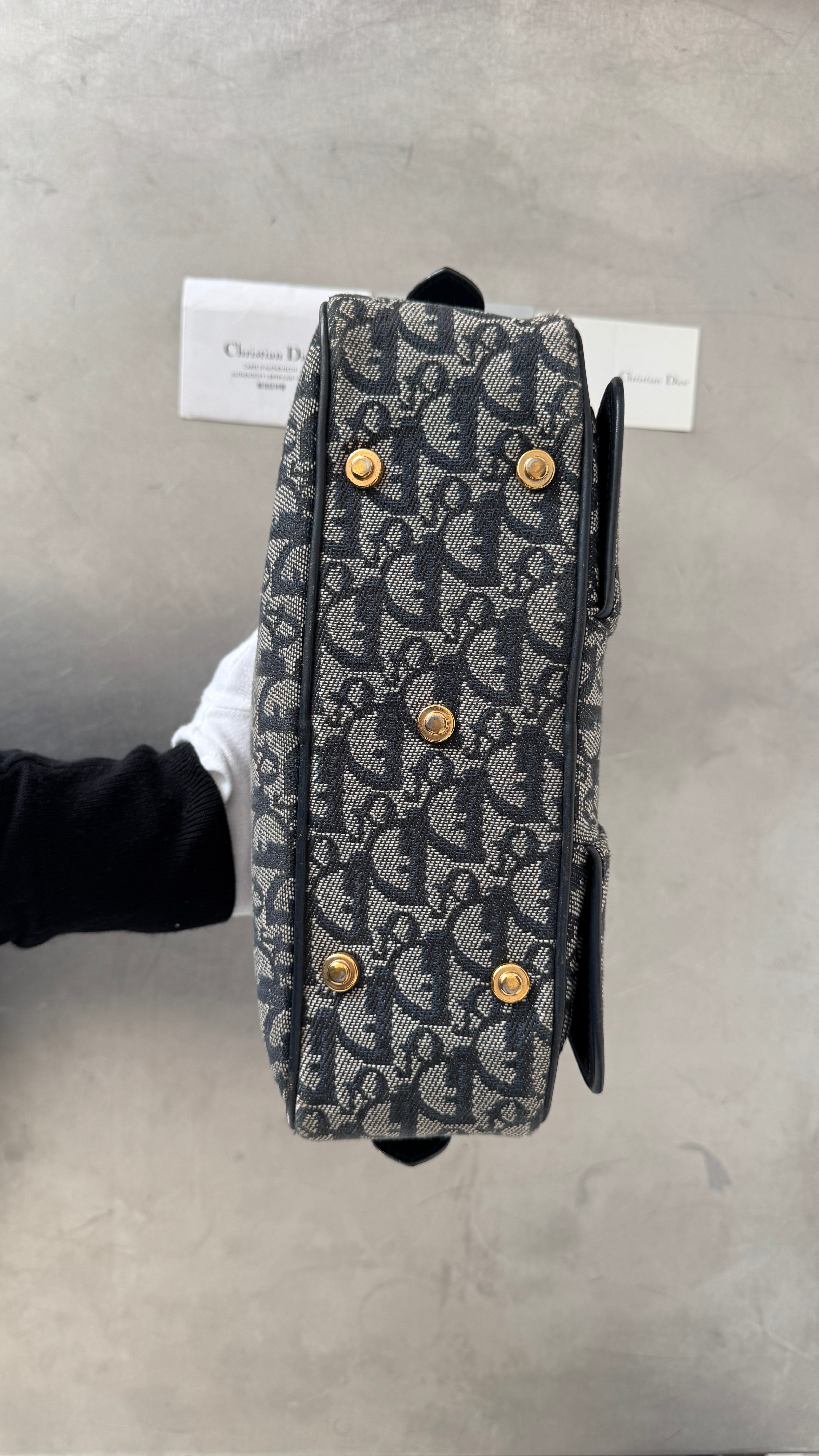 2004 RARE Christian Dior Navy Saddle Bowler Bag