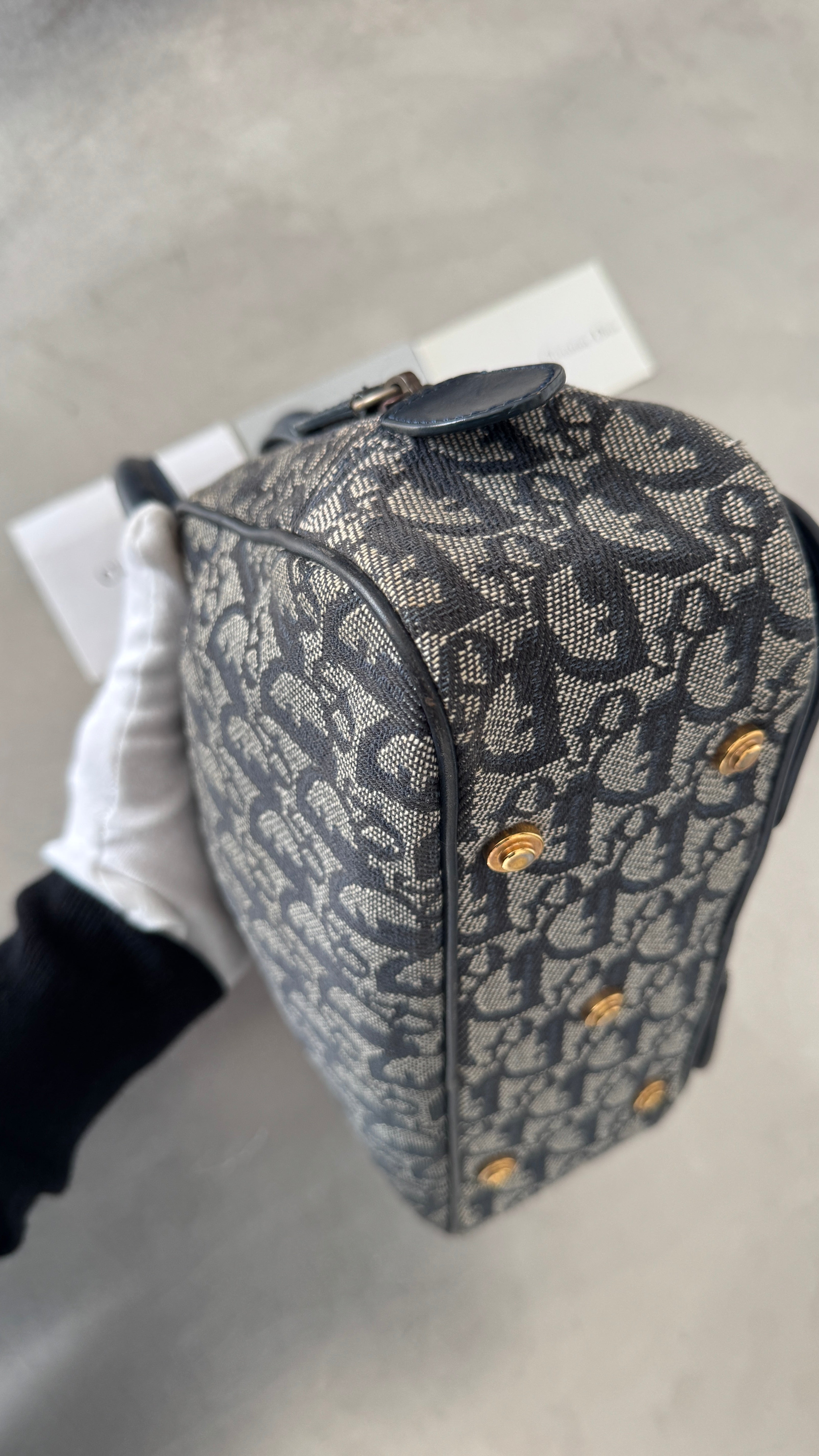 2004 RARE Christian Dior Navy Saddle Bowler Bag