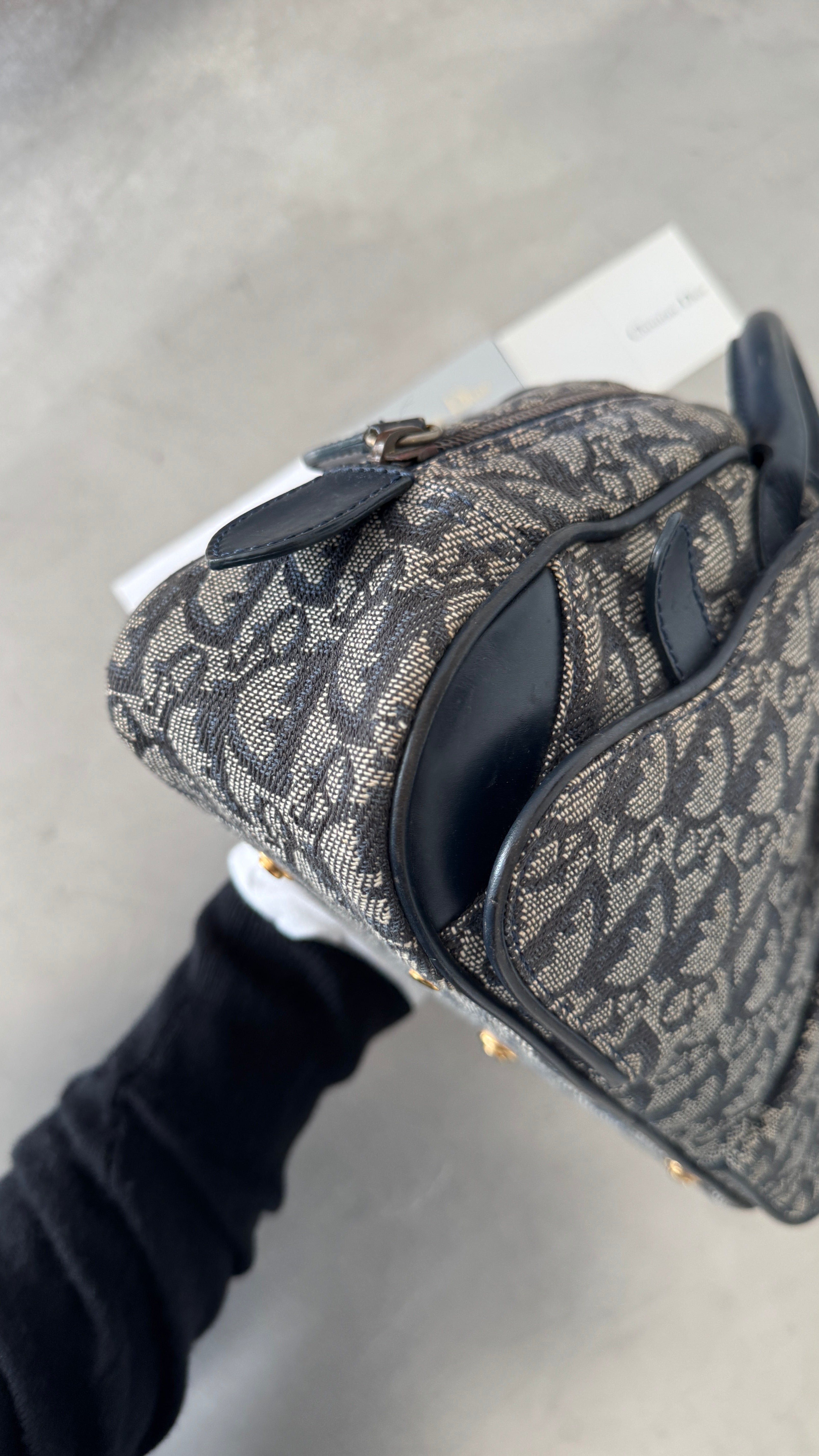 2004 RARE Christian Dior Navy Saddle Bowler Bag