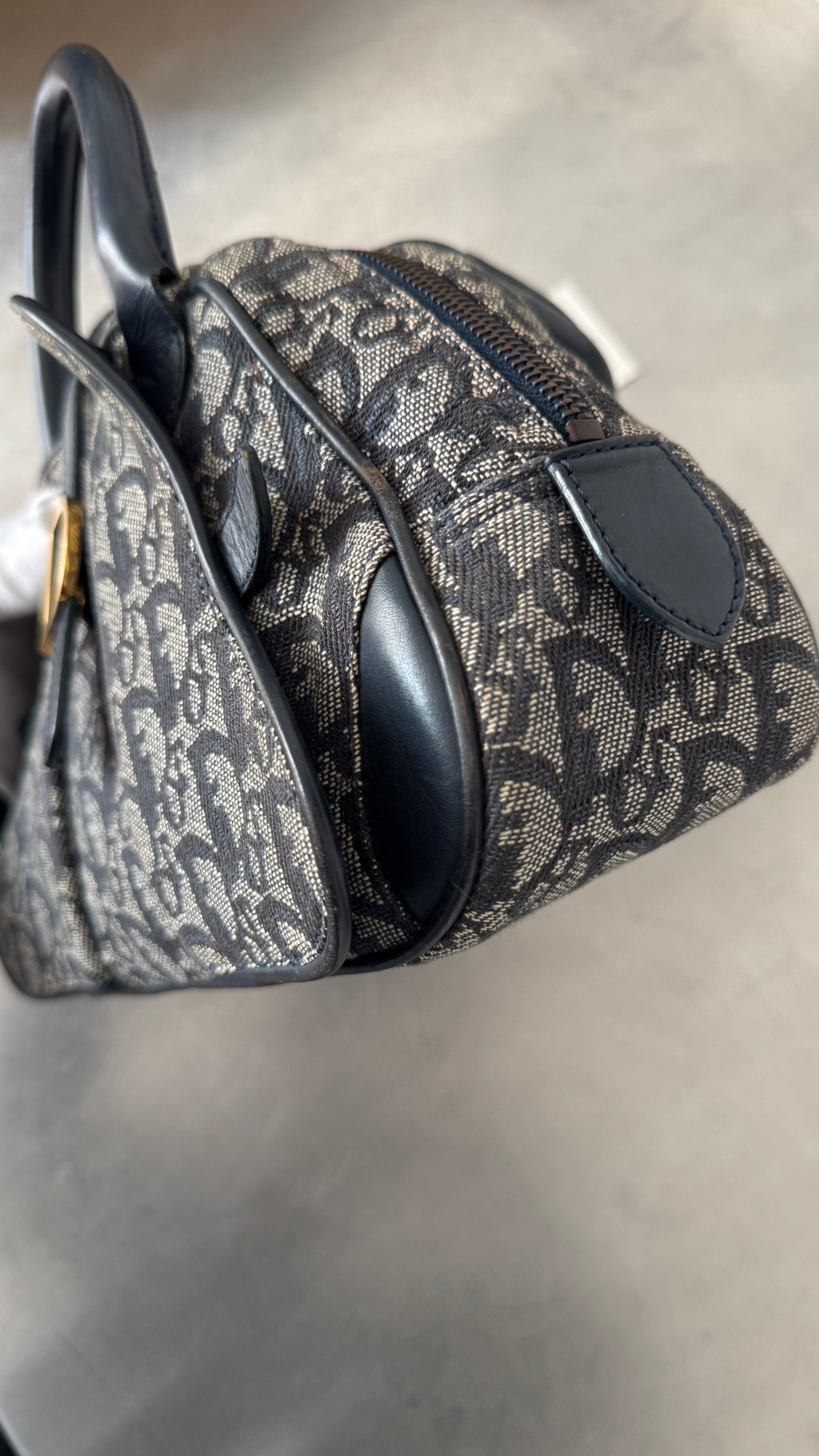 2004 RARE Christian Dior Navy Saddle Bowler Bag