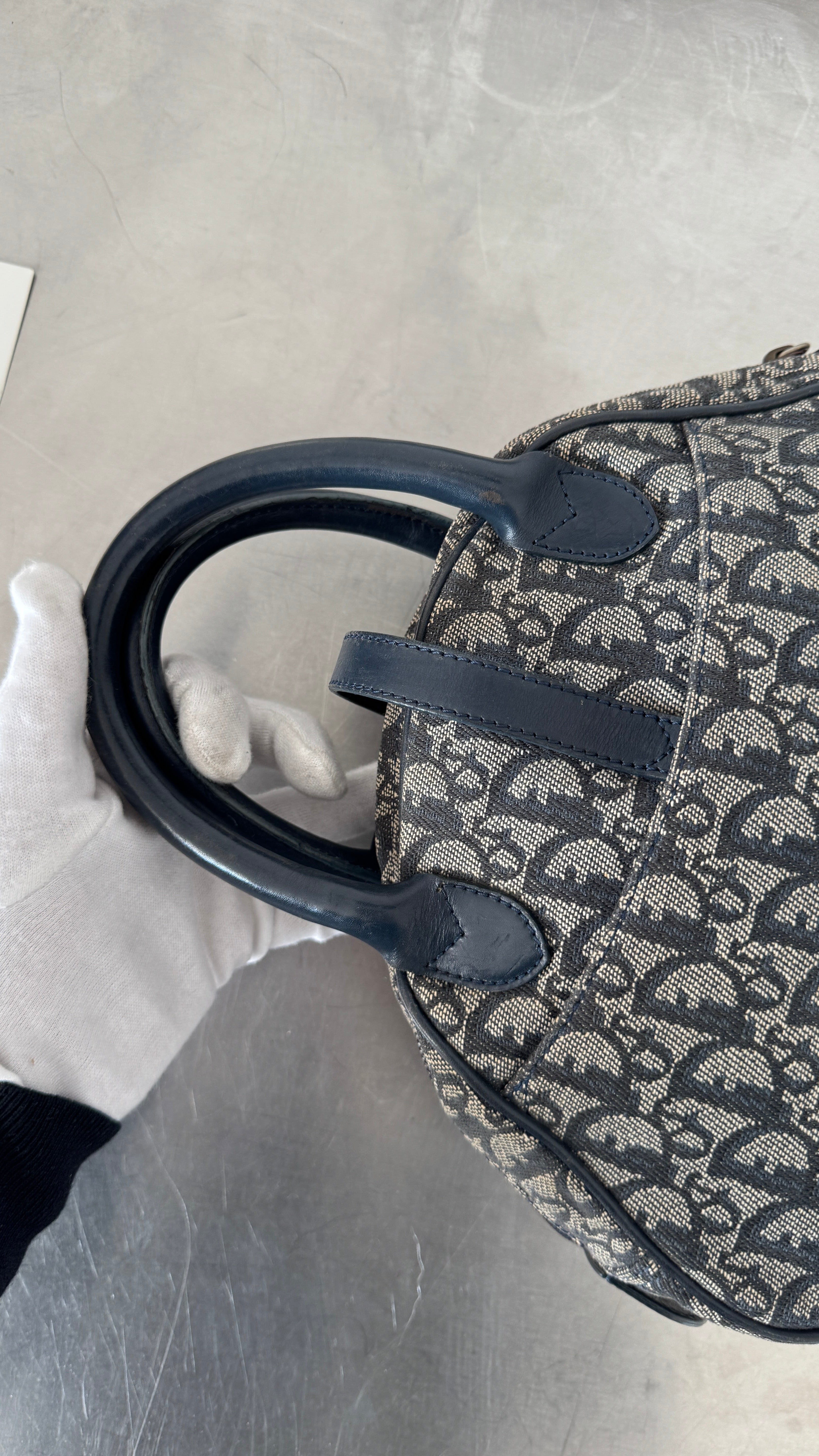 2004 RARE Christian Dior Navy Saddle Bowler Bag