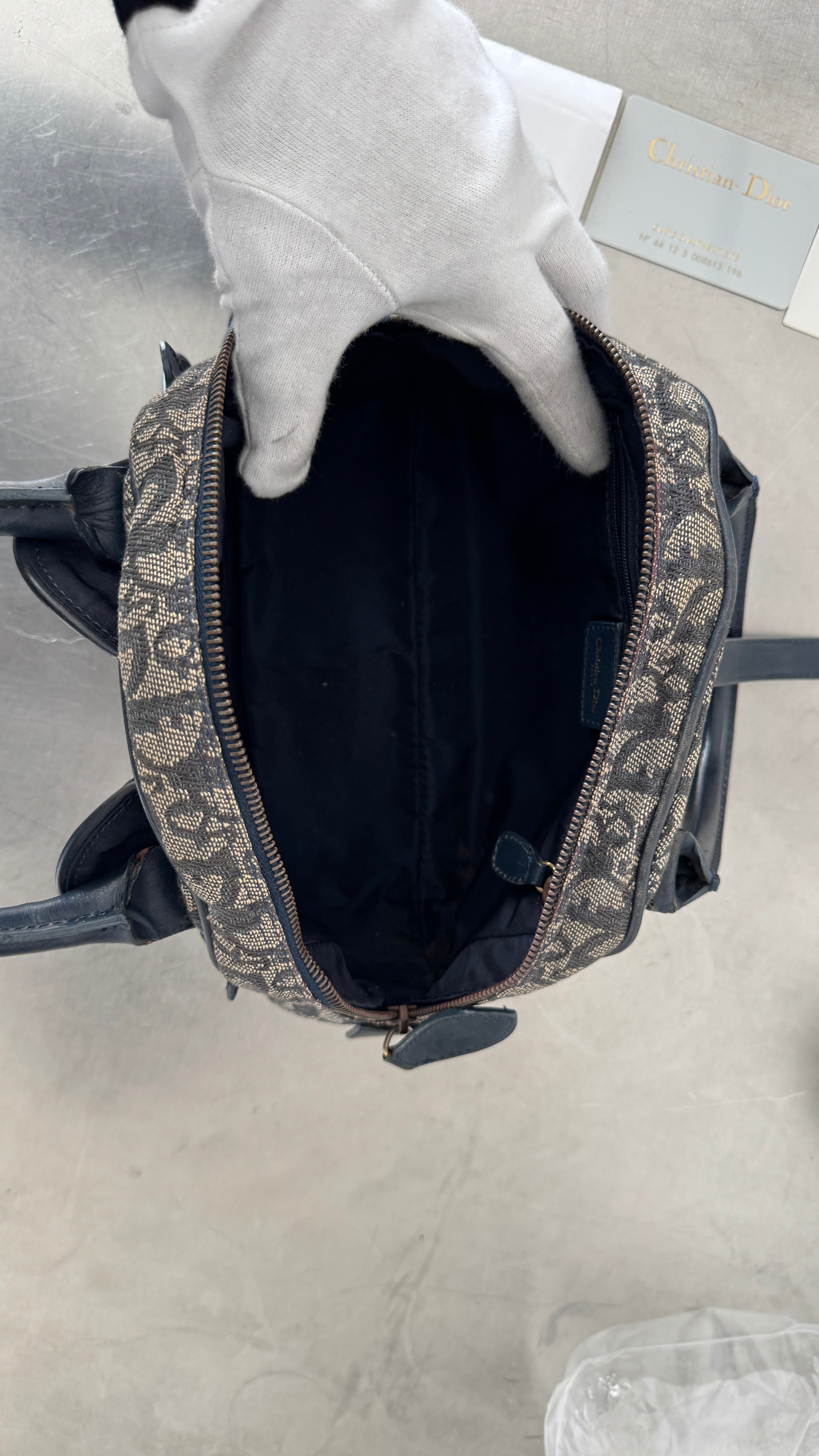 2004 RARE Christian Dior Navy Saddle Bowler Bag