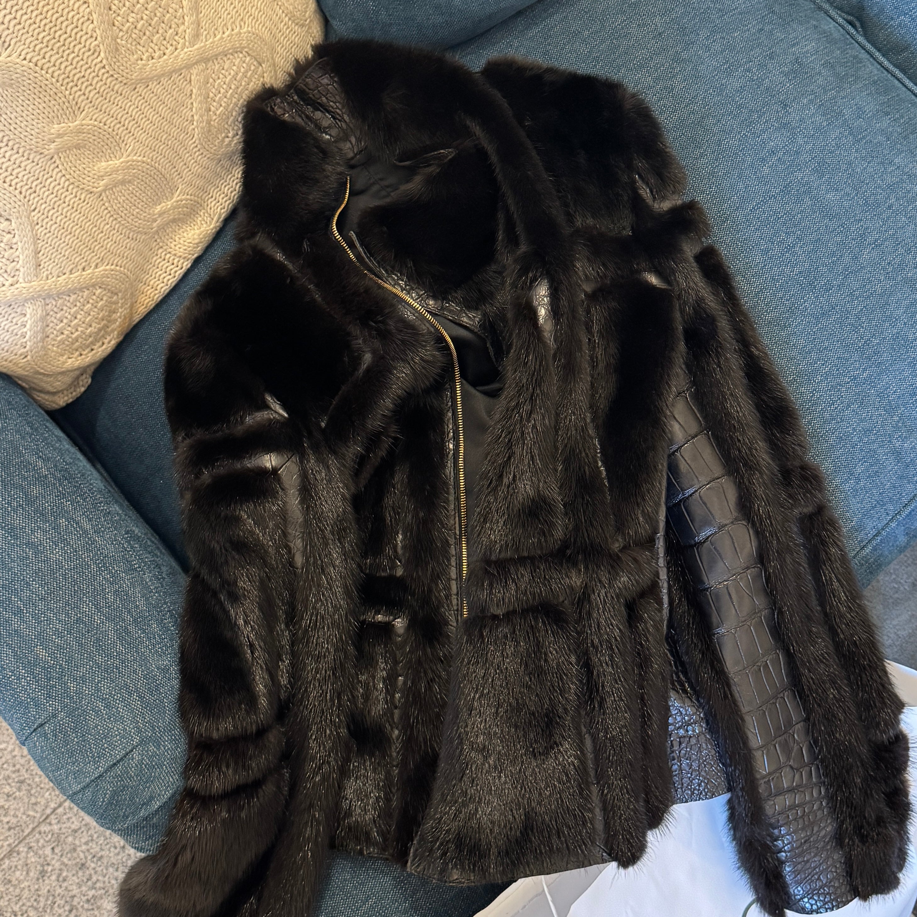 Gucci Asymmetric Mink & Crocodile Leather Jacket by Tom Ford, Fall 2004