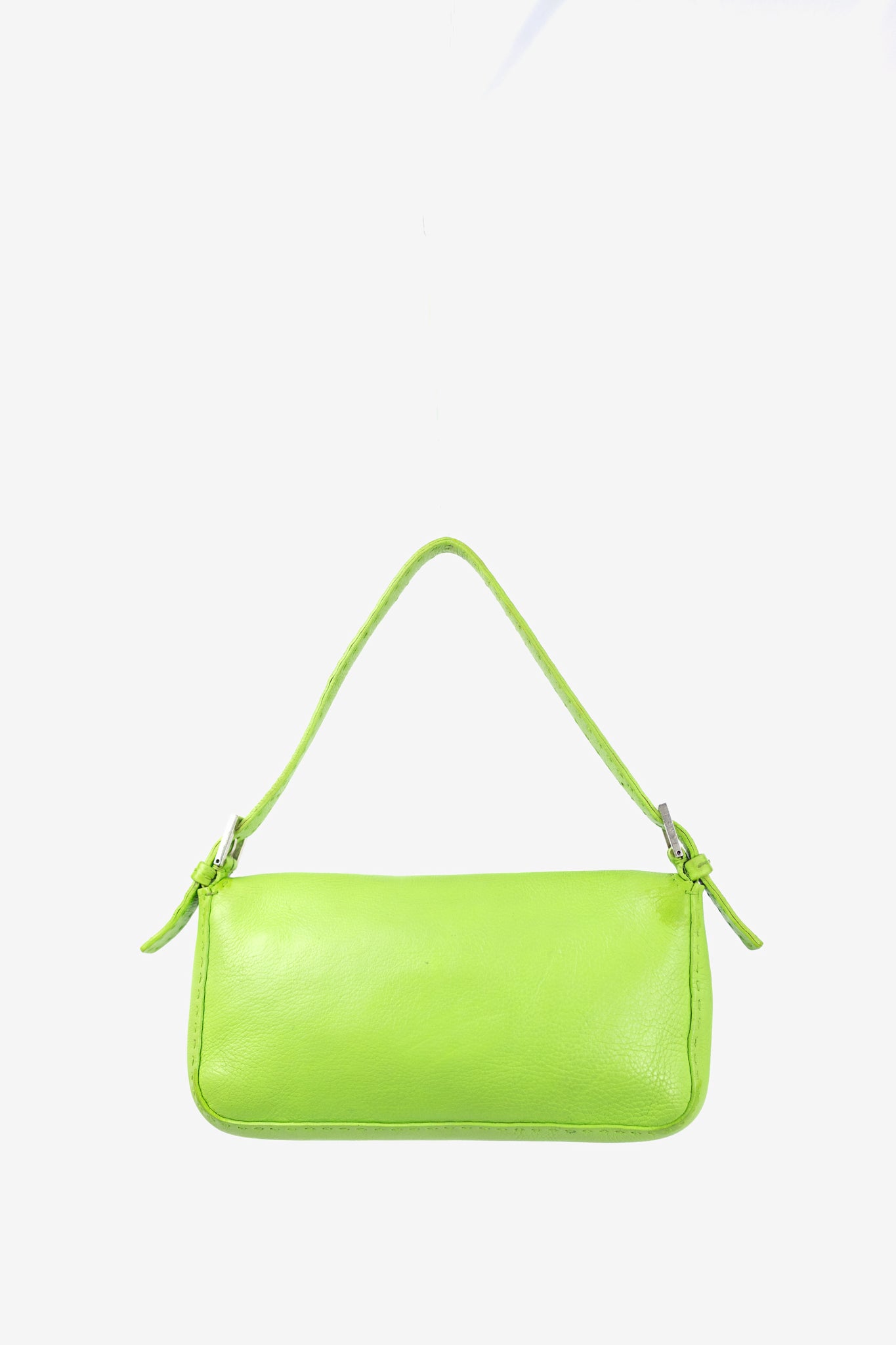 2000's RARE Fendi Neon Green Selleria Baguette Bag
