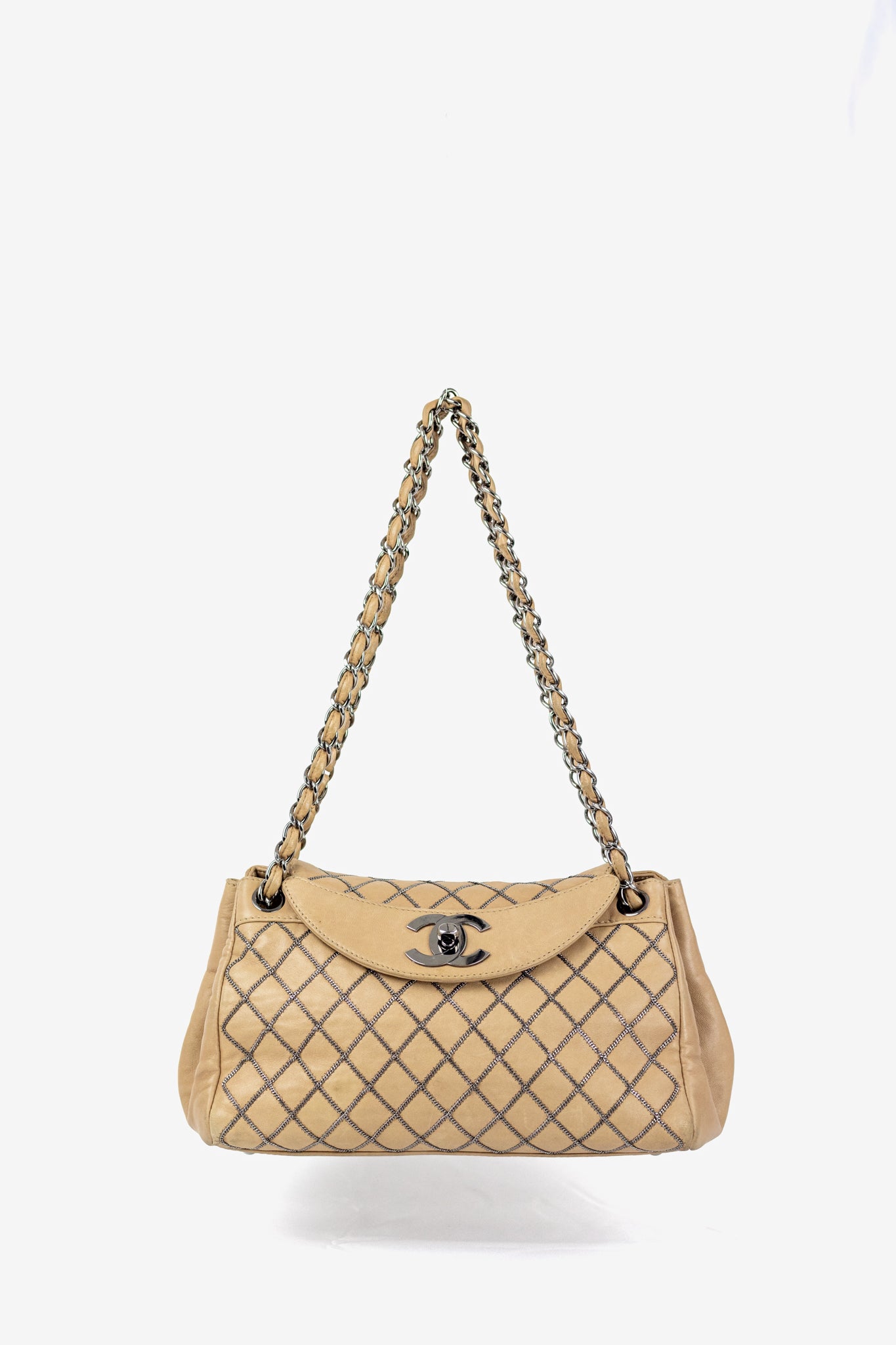 Chanel Beige Accordion Flap Bag (2004/5 Vintage)