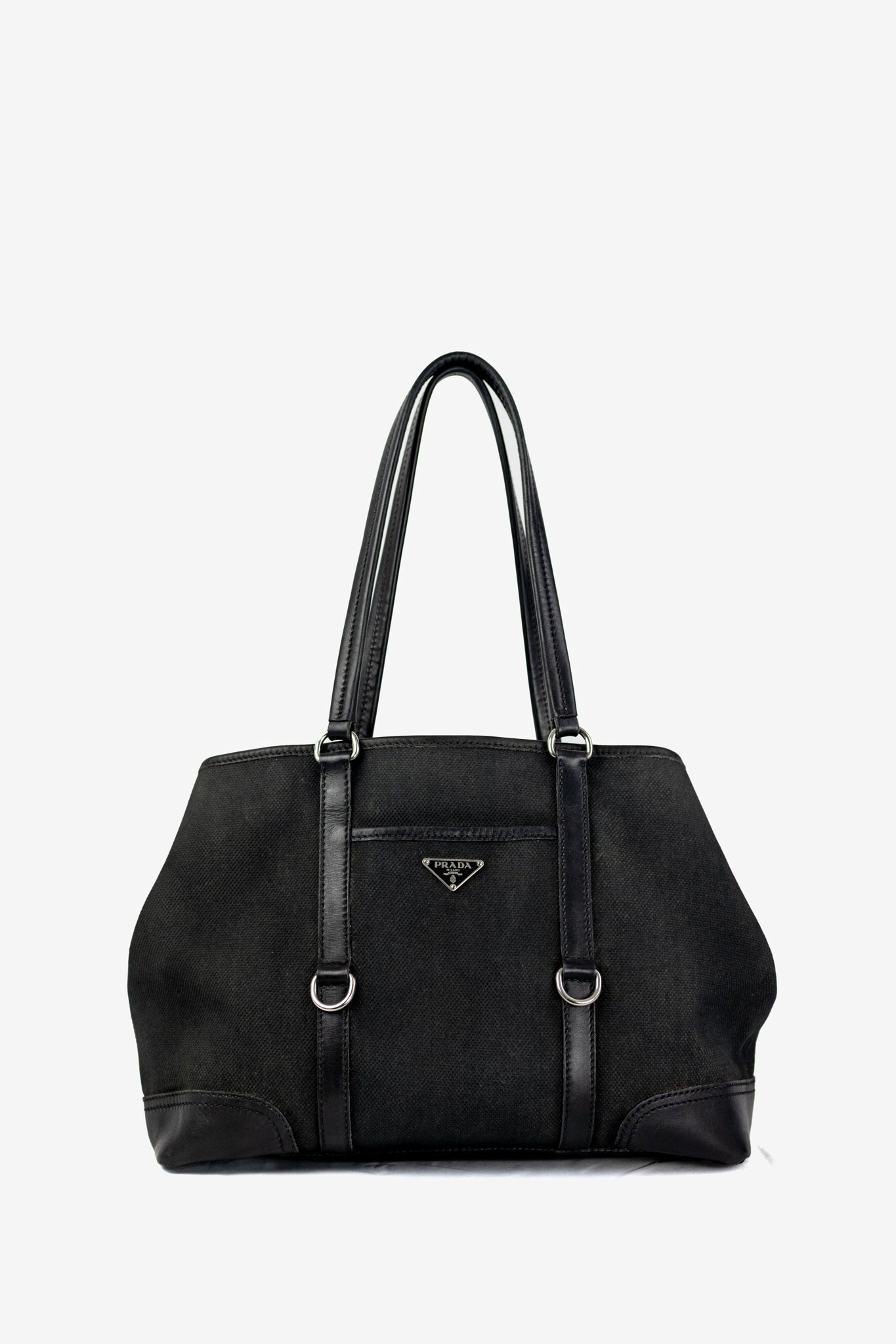 Prada Dark Grey Canvas Tote Bag (2000's Vintage)