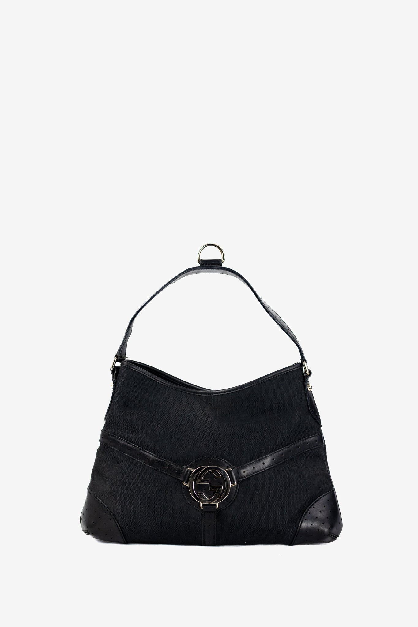 1990's Gucci Black GG Shoulder Bag